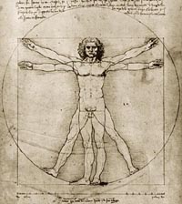 L'uomo Vitruviano. Disegno di Leonardo da Vinci